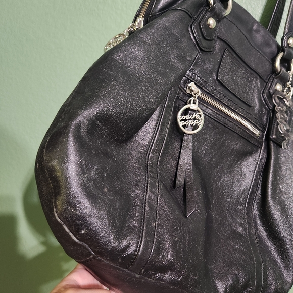 Coach Poppy Black Shimmer Convertible Crossbody - Picture 13 of 16